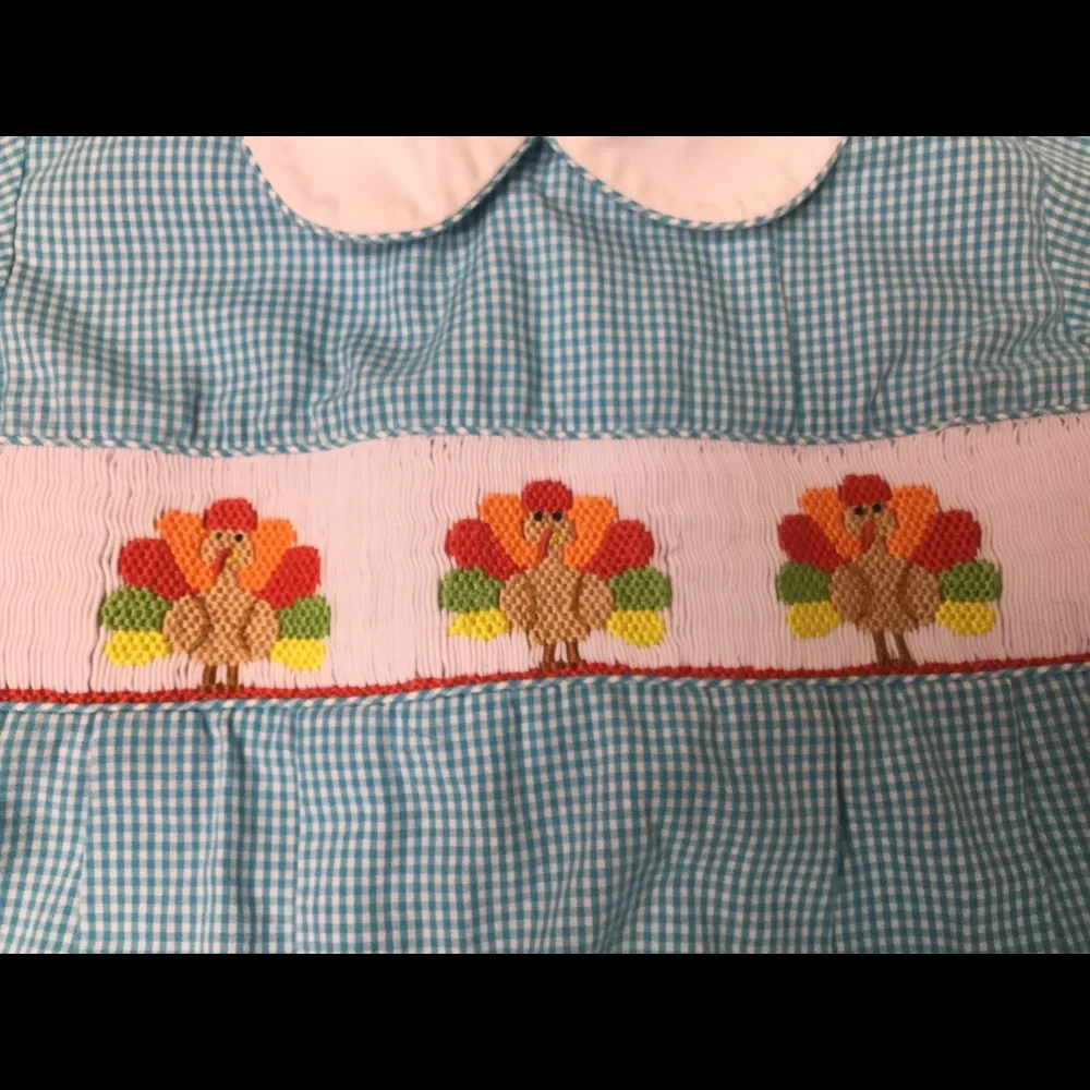 Cukees Baby Smocked Thanksgiving Turkey Bubble 18M